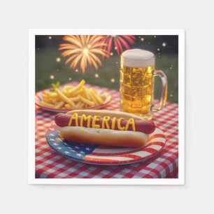 4th of July American Hot Dog Napkin