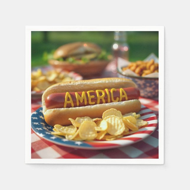 4th of July American Hot Dog Napkin (Front)