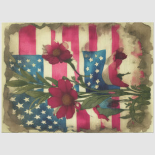 4th Of July American Independence Flag Red Daisy Tissue Paper