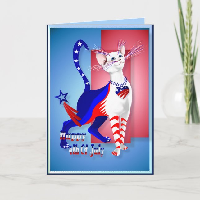 4th Of July American Kitty Card (Front)