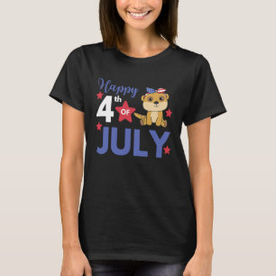 4th Of July American Meerkat For Kids Cute Usa Mee T-Shirt