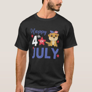 4th Of July American Meerkat For Kids Cute Usa Mee T-Shirt
