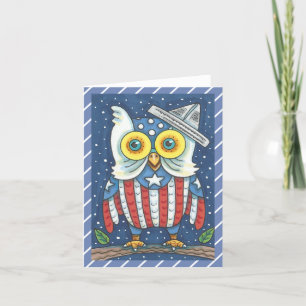 4TH OF JULY AMERICAN OWL NOTE CARD Blank