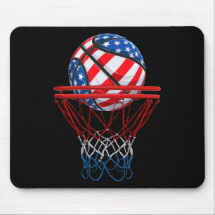 4th Of July American Patriotic Basketball US Flag  Mouse Mat