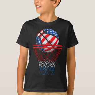 4th Of July American Patriotic Basketball US Flag T-Shirt