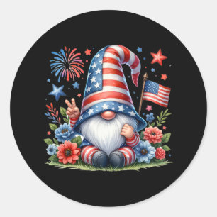 4th Of July American Patriotic Gnome Usa Independe Classic Round Sticker