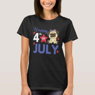 4th Of July American Pug For Kids Cute Usa Pug T-Shirt