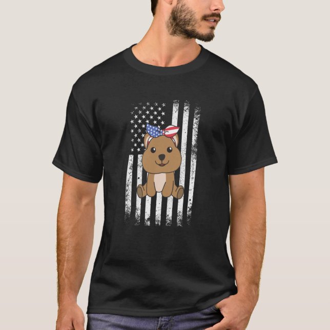 4th Of July American Quokka For Kids Cute Usa Quok T-Shirt (Front)