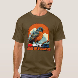 4th of July American Robin Wings of Freedom 3 T-Shirt