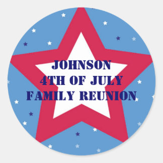 4th of July American star stripe red white blue Classic Round Sticker