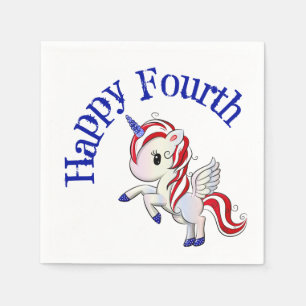 4th of July American Unicorn Pegasus Rainbow Napkin