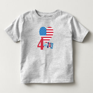 4th of July American USA Flag Heart Flag Patriotic Toddler T-Shirt