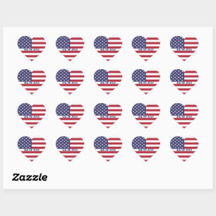 4th of July American USA Flag Patriotic Heart Sticker