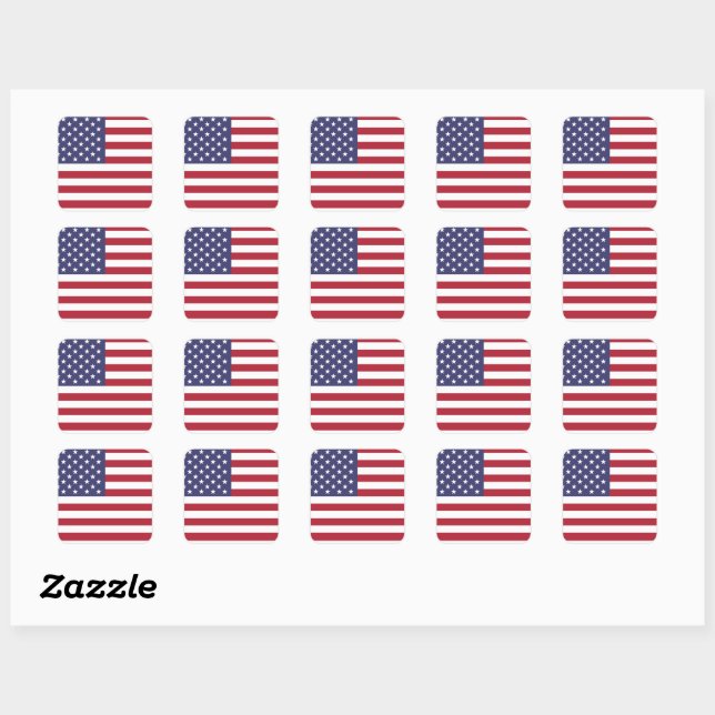 4th of July American USA Flag Patriotic Square Sticker (Sheet)