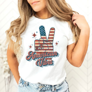 4th Of July American Vibes Vintage Peace  T-Shirt