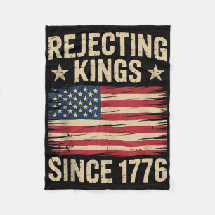 4th Of July American Vintage Flag Rejecting Kings Fleece Blanket