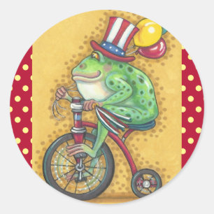4th OF JULY AMERICANA FROG STICKER Round, Sheet