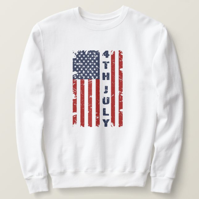4TH of July and Torn US Flag      Sweatshirt (Design Front)