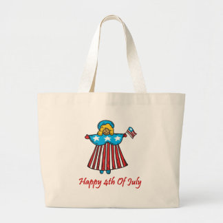 4th of july angel large tote bag