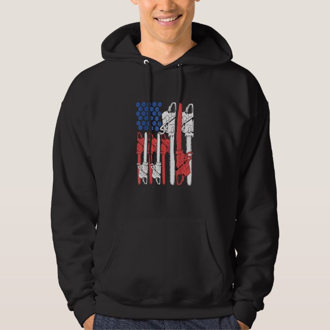 4th Of July Arboris Men Tree Climber Dad Chainsaw Hoodie (Front)