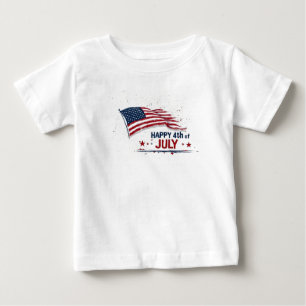 4th of July - Artistic US Flag Paint Splatter Baby T-Shirt