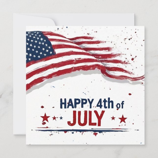 4th of July - Artistic US Flag Paint Splatter Card (Front)