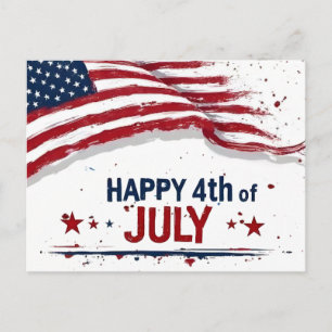 4th of July - Artistic US Flag Paint Splatter Postcard