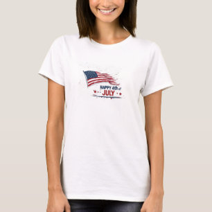 4th of July - Artistic US Flag Paint Splatter T-Shirt