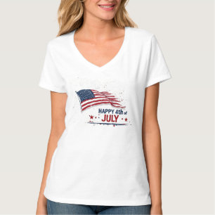 4th of July - Artistic US Flag Paint Splatter T-Shirt
