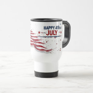 4th of July - Artistic US Flag Paint Splatter Travel Mug