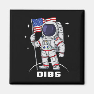 4th Of July Astronaut USA American Flag Fun Patrio Magnet