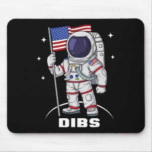 4th Of July Astronaut USA American Flag Fun Patrio Mouse Mat