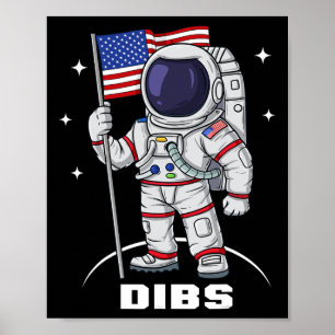 4th Of July Astronaut USA American Flag Fun Patrio Poster