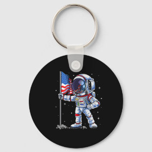 4th Of July Astronaut Usa American Flag Funny Patr Key Ring