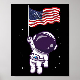 4th Of July Astronaut Usa American Flag Funny Patr Poster