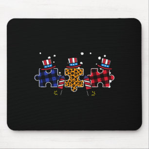 4th of july autism puzzle patriotic mum dad women mouse mat