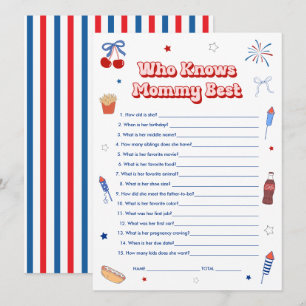 4th of July Baby Girl Shower Who Knows Mummy Best Invitation