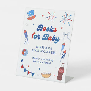 4th of July Baby Shower Books for Baby Pedestal Sign