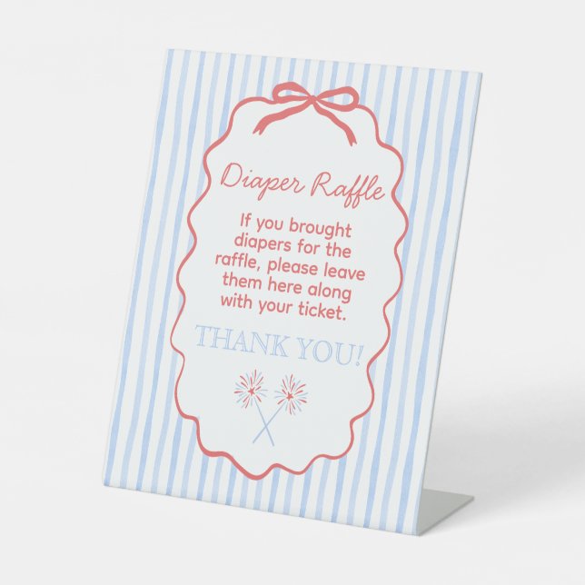 4th of July Baby Shower Diaper Raffle Sign (Front)