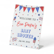 4th of July Baby Shower, Welcome Pedestal Sign