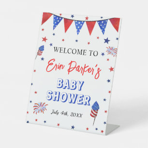 4th of July Baby Shower, Welcome Pedestal Sign