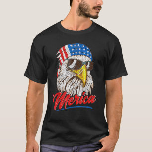 4th Of July Bald Eagle American Flag Patriotic Mer T-Shirt