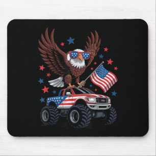 4th Of July Bald Eagle On Monster Truck Usa Flag P Mouse Mat
