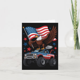 4th Of July Bald Eagle Riding Monster Truck Indepe Card