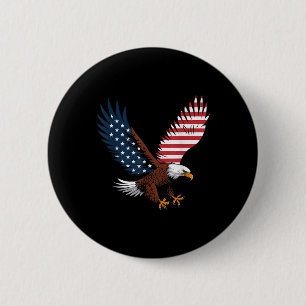 4th Of July Bald Eagle Usa American Flag Patriotic 6 Cm Round Badge