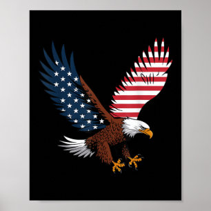 4th Of July Bald Eagle Usa American Flag Patriotic Poster