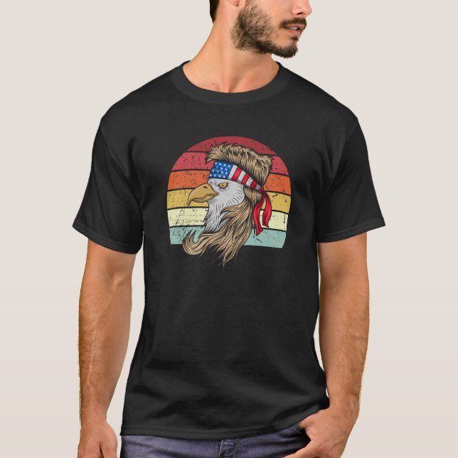 4th of July Bald Eagle with Mullet American USA Fl T-Shirt (Front)