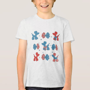 4th Of July Balloon Dog & Bows Patriotic Indep Tri-Blend Shirt