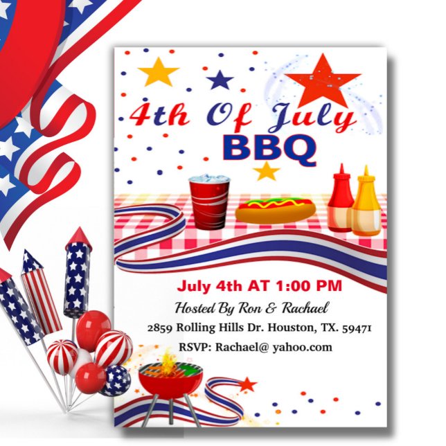 4th Of July Banner Independence BBQ  Invitation (Creator Uploaded)
