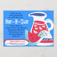 4th OF JULY Bar-B-Que Summer Party Invitation